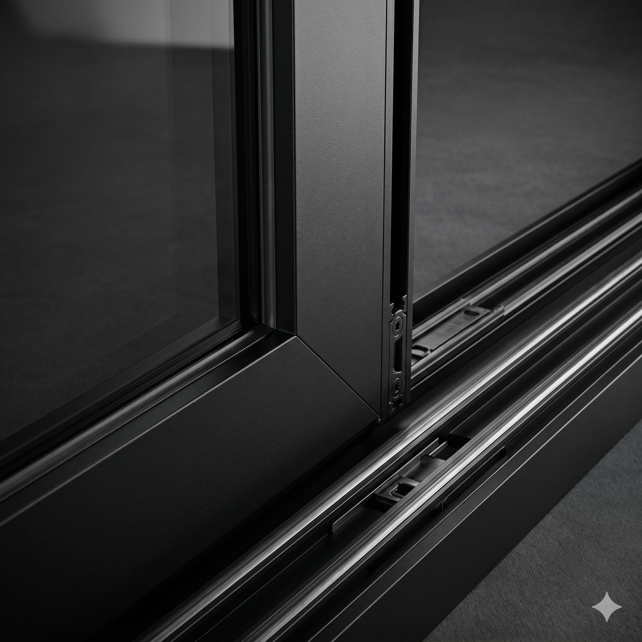 Detalhe perfil aluminio preto